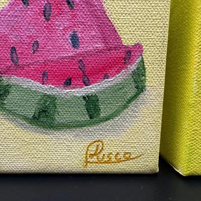 Three Small Original Fruit Paintings by Risco