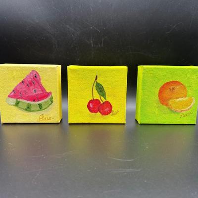 Three Small Original Fruit Paintings by Risco