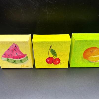 Three Small Original Fruit Paintings by Risco