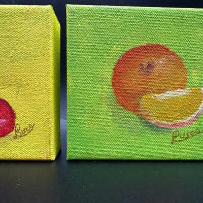 Three Small Original Fruit Paintings by Risco