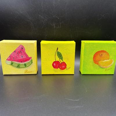Three Small Original Fruit Paintings by Risco