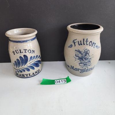 2 Fulton Maryland Stoneware Crocks