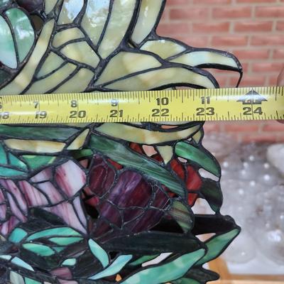 Pair Stained Glass Hanging Basket Wall Art 24" x20"