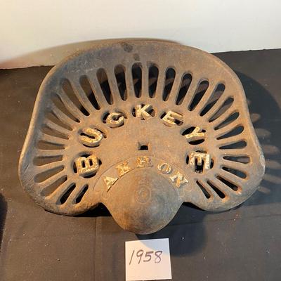 Vintage Cast Iron Buckeye Akron Tractor Seat