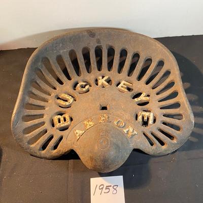 Vintage Cast Iron Buckeye Akron Tractor Seat