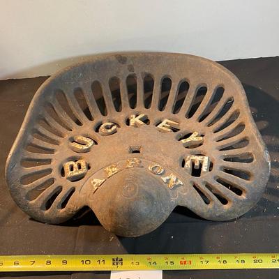 Vintage Cast Iron Buckeye Akron Tractor Seat