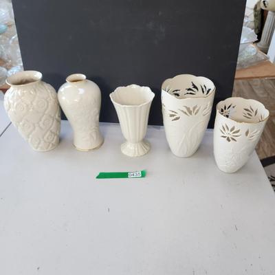 Lot of 5 Lenox Vases USA Buttons & Bows 10" Ming Vase
