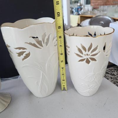 Lot of 5 Lenox Vases USA Buttons & Bows 10" Ming Vase