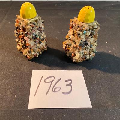 Vintage Rock Covered Salt n Pepper Shakers