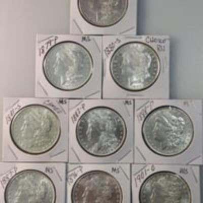 1878-P 8-7tf Morgan Silver Dollar Lot; Magnificent Gems, "NO JUNK COINS