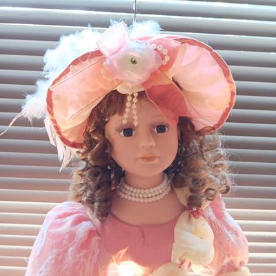 2 FANCY PORCELAIN DOLLS