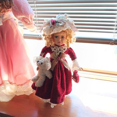 2 FANCY PORCELAIN DOLLS