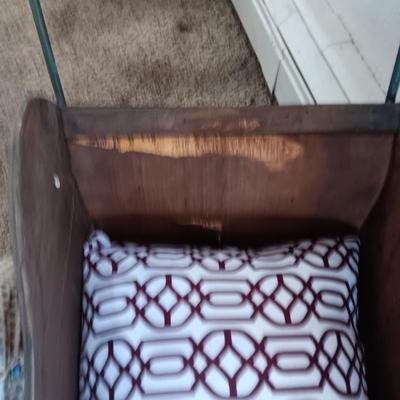 LARGE VINTAGE DOLL AND A WOODEN DISPLAY SLED