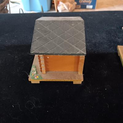 2 SWISS CHALET MUSICAL JEWELRY BOXES