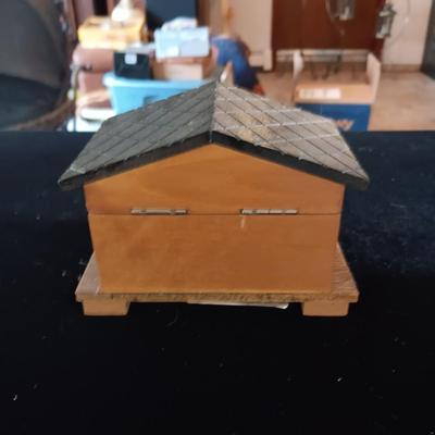 2 SWISS CHALET MUSICAL JEWELRY BOXES