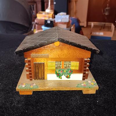 2 SWISS CHALET MUSICAL JEWELRY BOXES