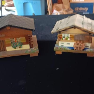 2 SWISS CHALET MUSICAL JEWELRY BOXES