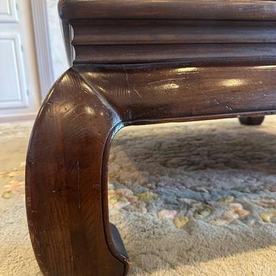 HENREDON Solid Chinoiserie Ming Style Oak and Burl Coffee Table
