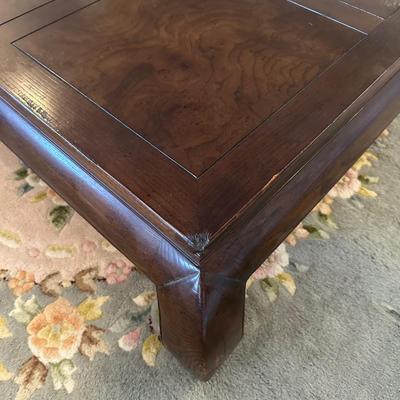 HENREDON Solid Chinoiserie Ming Style Oak and Burl Coffee Table