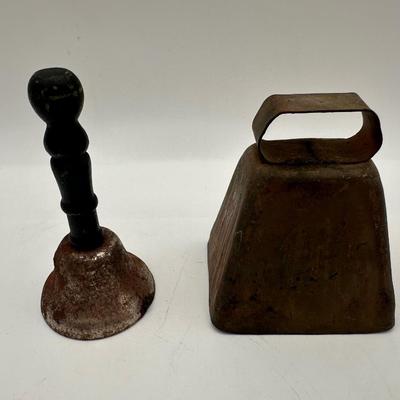 Two Vintage Hand Held Bells (2)