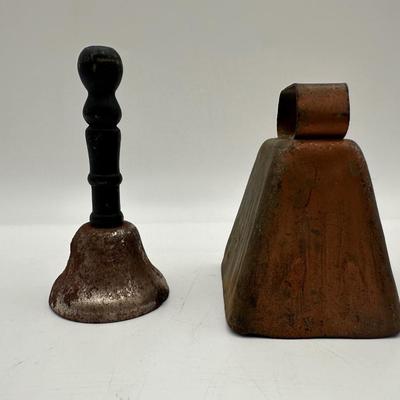 Two Vintage Hand Held Bells (2)