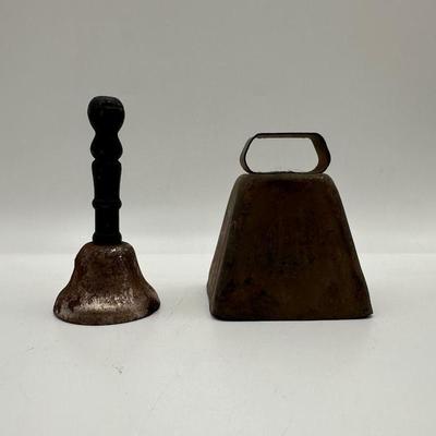 Two Vintage Hand Held Bells (2)