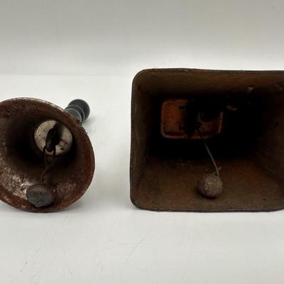 Two Vintage Hand Held Bells (2)
