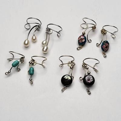 Four Pairs 925 Silver Ear Cuffs