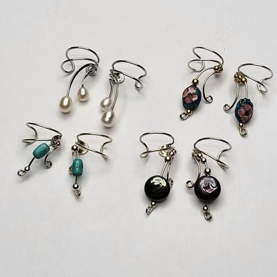 Four Pairs 925 Silver Ear Cuffs