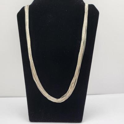 24" Vintage Liquid Silver Multi-strand Necklace Sterling 30.3gr