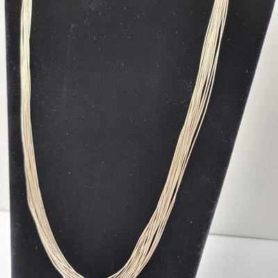 24" Vintage Liquid Silver Multi-strand Necklace Sterling 30.3gr
