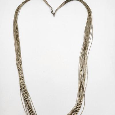 24" Vintage Liquid Silver Multi-strand Necklace Sterling 30.3gr