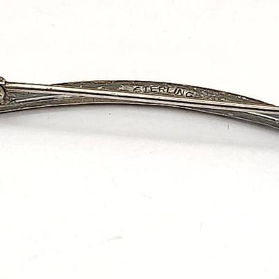 Antique Sterling Silver Crescent Bar Pin