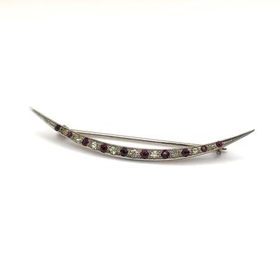 Antique Sterling Silver Crescent Bar Pin