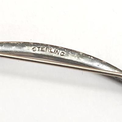 Antique Sterling Silver Crescent Bar Pin