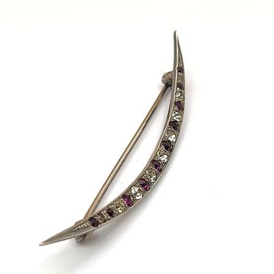 Antique Sterling Silver Crescent Bar Pin