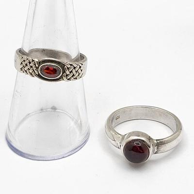 Two Sterling & Garnet Rings 8.3gr