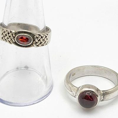 Two Sterling & Garnet Rings 8.3gr