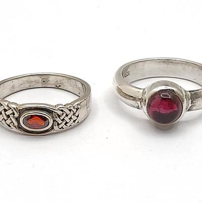 Two Sterling & Garnet Rings 8.3gr