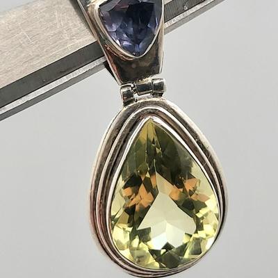 Citrine & Purple Quartz Pendant 925