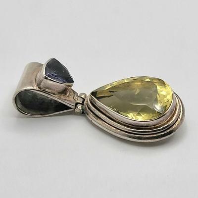 Citrine & Purple Quartz Pendant 925