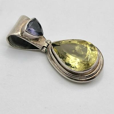 Citrine & Purple Quartz Pendant 925