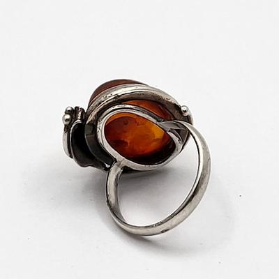 Handcrafted Sterling Silver Oval Baltic Amber Ring