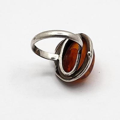 Handcrafted Sterling Silver Oval Baltic Amber Ring