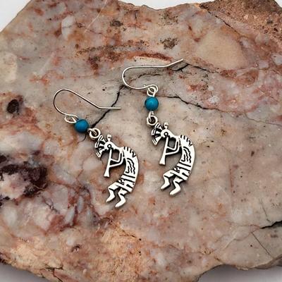 Two Pair Sterling Silver Earrings With Turquoise 12.6 grams