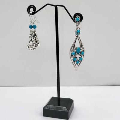 Two Pair Sterling Silver Earrings With Turquoise 12.6 grams