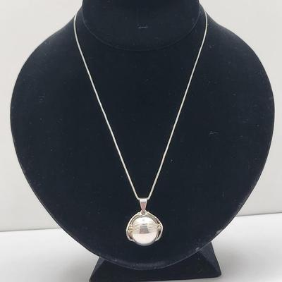 Unique Design Sterling Silver Ball Locket Necklace 13.9gr