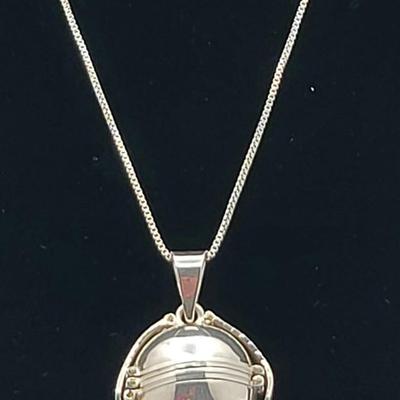 Unique Design Sterling Silver Ball Locket Necklace 13.9gr