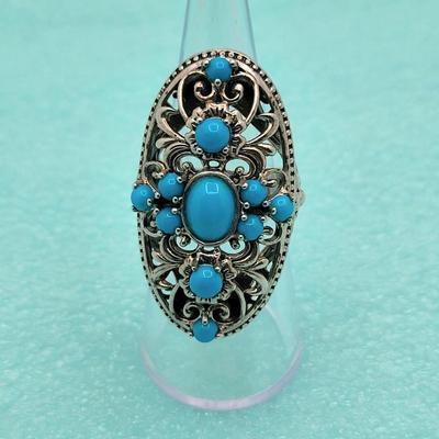 Maltesse Design & Openwork Turquoise Ring 11.7gr