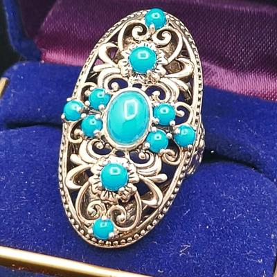 Maltesse Design & Openwork Turquoise Ring 11.7gr